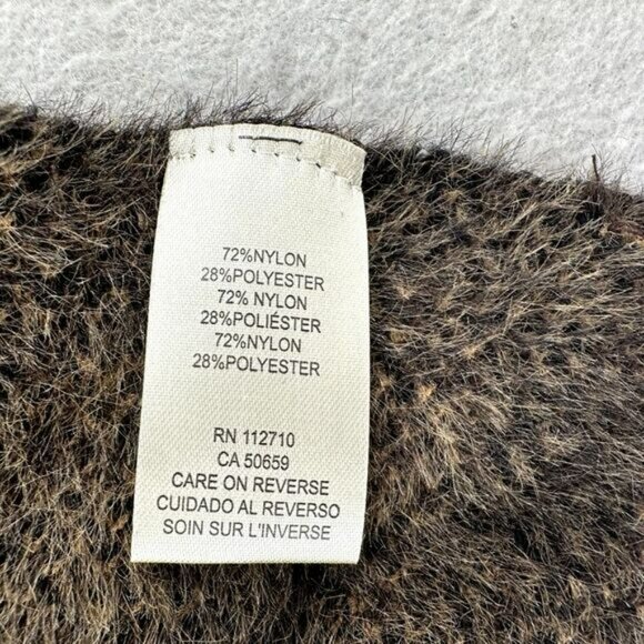 Simply Noelle Poncho Plush Furry Chenille Black & Tan Leopard One Size Sweater - Picture 5 of 8